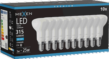 Mexen Nova 10x LED žárovka E14, R50, 3W, Studená - 6500K, 315 lm - L103-E14-0365-01x10