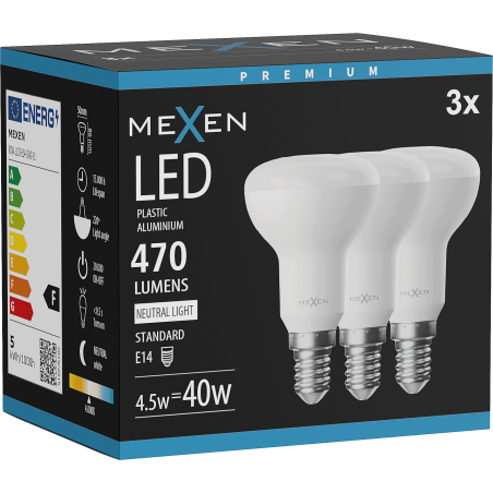 Mexen Nova 3x LED žárovka E14, R50, 4,5W, Neutrální - 4000K, 470 lm - L103-E14-0540-01x03
