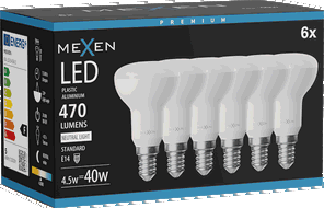 Mexen Nova 6x LED žárovka E14, R50, 4,5W, Neutrální - 4000K, 470 lm - L103-E14-0540-01x06