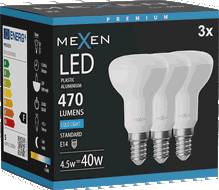 Mexen Nova 3x LED žárovka E14, R50, 4,5W, Studená - 6500K, 470 lm - L103-E14-0565-01x03