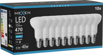 Mexen Nova 10x LED žárovka E14, R50, 4,5W, Studená - 6500K, 470 lm - L103-E14-0565-01x10