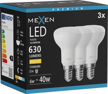 Mexen Nova 3x LED žárovka E14, R50, 6W, Teplá - 3000K, 630 lm - L103-E14-0630-01x03