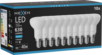 Mexen Nova 10x LED žárovka E14, R50, 6W, Studená - 6500K, 630 lm - L103-E14-0665-01x10