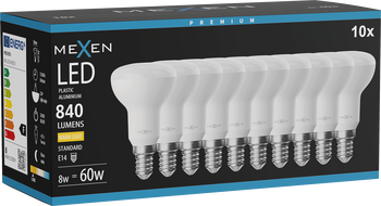 Mexen Nova 10x LED žárovka E14, R50, 8W, Teplá - 3000K, 840 lm - L103-E14-0830-01x10