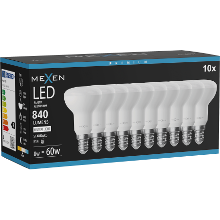 Mexen Nova 10x LED žárovka E14, R50, 8W, Neutrální - 4000K, 840 lm - L103-E14-0840-01x10