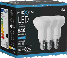 Mexen Nova 3x LED žárovka E14, R50, 8W, Studená - 6500K, 840 lm - L103-E14-0865-01x03