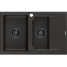 Mexen Gaspar granitový dřez 1,5-komorový s odkapávačem 737 x 475 mm, černý/zlatý metalický, sifon černý - 6507731505-75-B