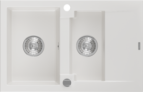 Mexen Gaspar granitový dřez 1,5-komorový s odkapávačem 737 x 475 mm, bílý, sifon chrom - 6507731505-20