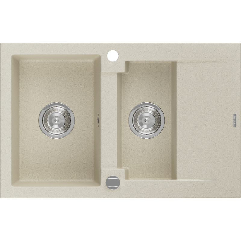 Mexen Gaspar granitový dřez 1,5-komorový s odkapávačem 737 x 475 mm, béžový, sifon chrom - 6507731505-69