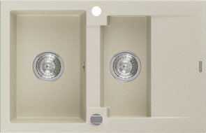 Mexen Gaspar granitový dřez 1,5-komorový s odkapávačem 737 x 475 mm, béžový, sifon chrom - 6507731505-69