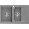 Mexen Gaspar žulový dřez 1,5-komorový s odkapávačem 737 x 475 mm, šedý, sifon chrom - 6507731505-71