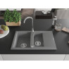 Mexen Gaspar granitový dřez 1,5-komorový s odkapávačem 737 x 475 mm, šedý, chromový sifon - 6507731505-71