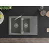 Mexen Gaspar granitový dřez 1,5-komorový s odkapávačem 737 x 475 mm, šedý, chromový sifon - 6507731505-71