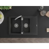 Mexen Gaspar granitový dřez 1,5-komorový s odkapávačem 737 x 475 mm, černý/stříbrný metalický, sifon chrom