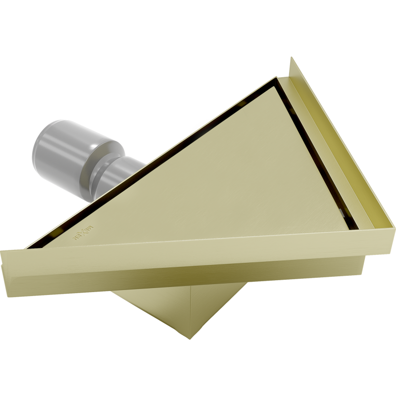 Mexen Flat-T M13 trojúhelníková podlahová vpust 20 x 20 cm, zlatá kartáčovaná - 1A10320
