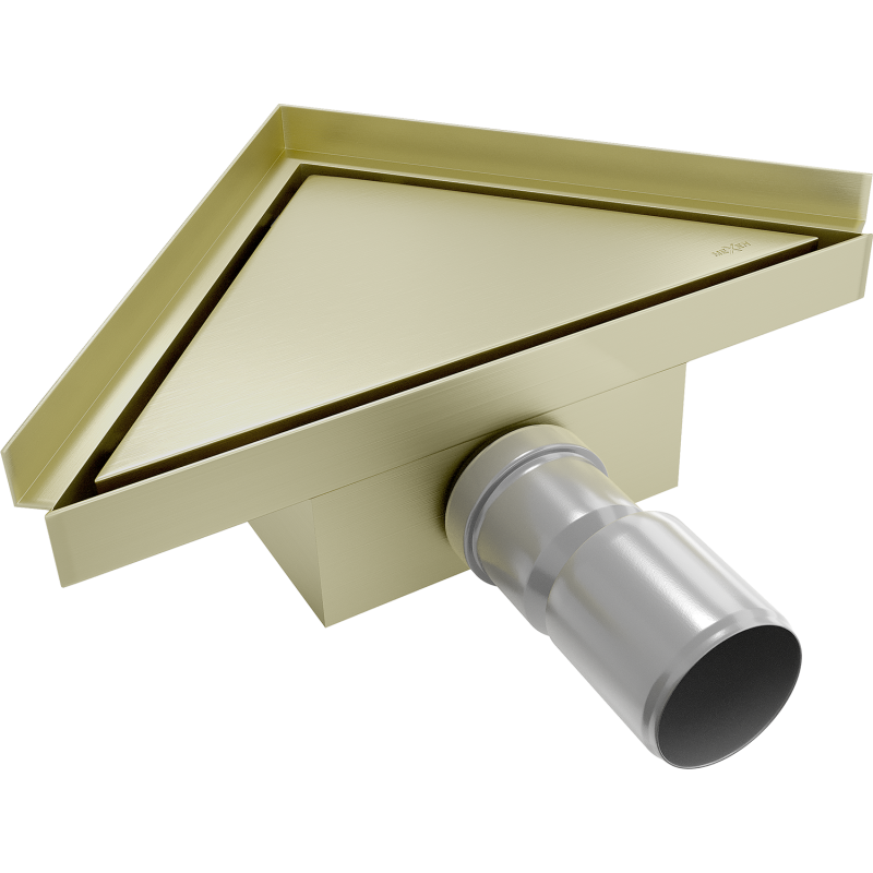 Mexen Flat-T M13 trojúhelníková podlahová vpust 20 x 20 cm, zlatá kartáčovaná - 1A10320
