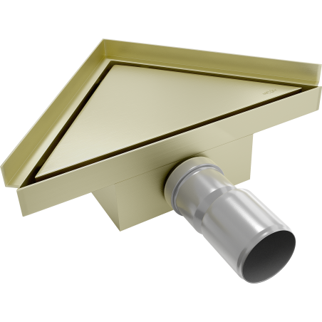 Mexen Flat-T M13 trojúhelníková podlahová vpust 20 x 20 cm, zlatá kartáčovaná - 1A10320