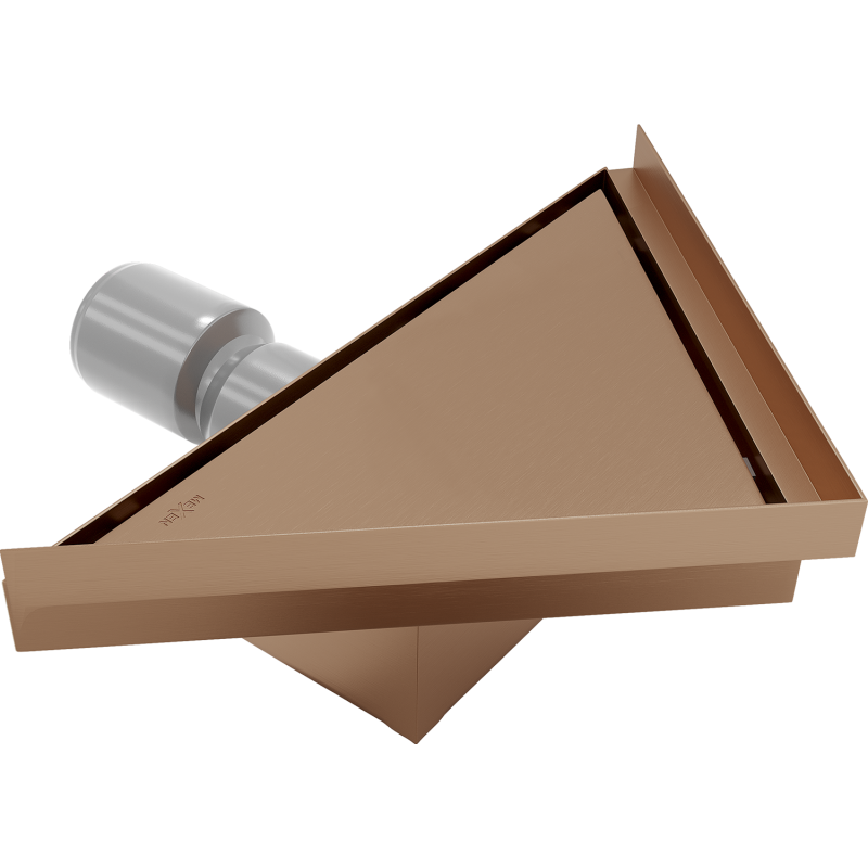 Mexen Flat-T M13 podlahový vpust trojúhelníkový 20 x 20 cm, kartáčovaná měď - 1C10320