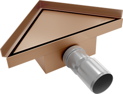 Mexen Flat-T M13 podlahový vpust trojúhelníkový 20 x 20 cm, kartáčovaná měď - 1C10320