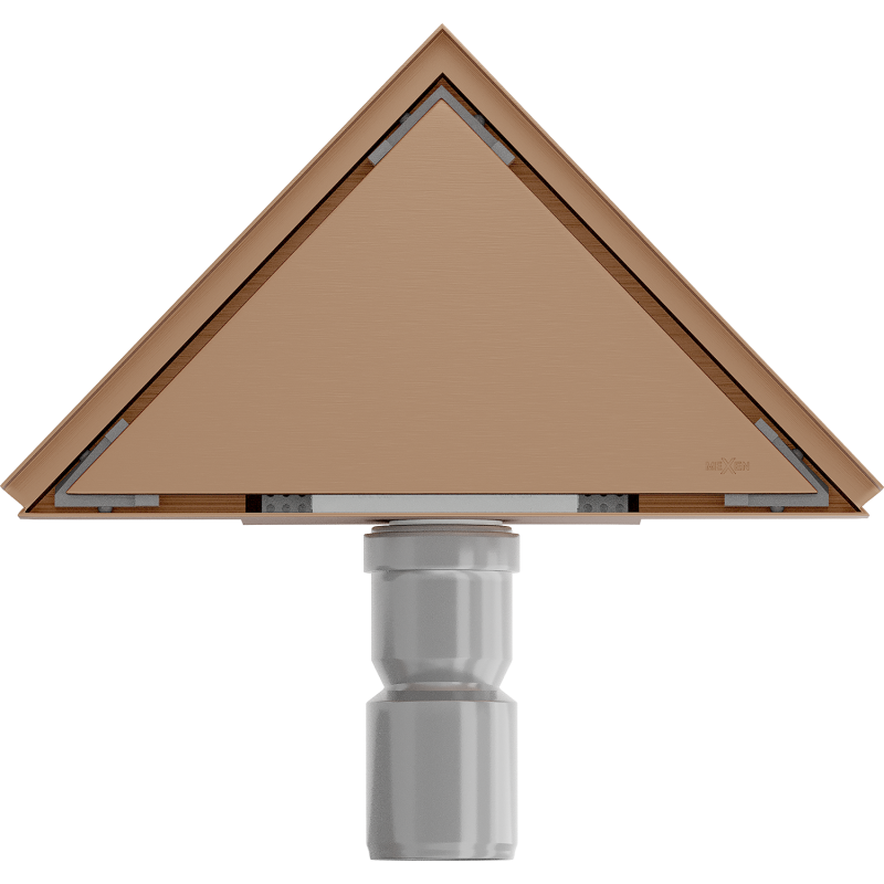 Mexen Flat-T M13 podlahový vpust trojúhelníkový 20 x 20 cm, kartáčovaná měď - 1C10320