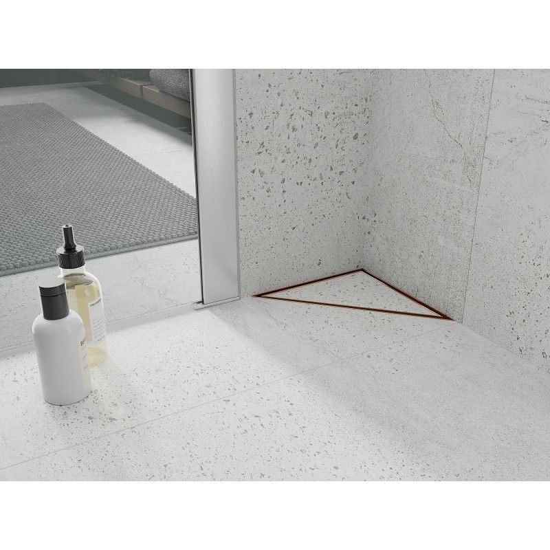 Mexen Flat-T M13 podlahový vpust trojúhelníkový 20 x 20 cm, kartáčovaná měď - 1C10320