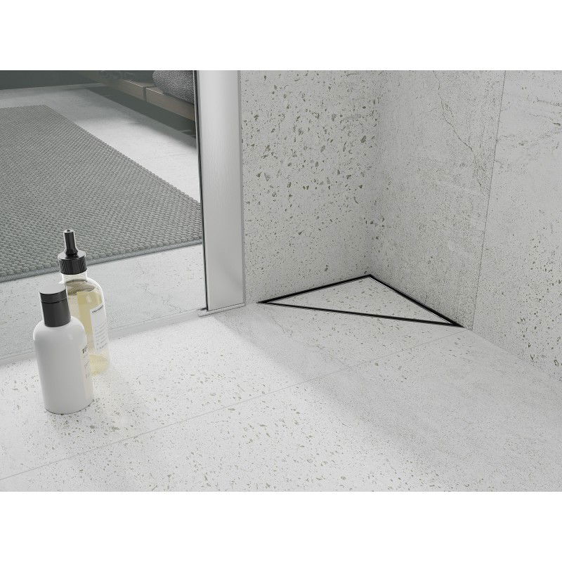 Mexen Flat-T M13 trojúhelníkový podlahový vpust 20 x 20 cm, kartáčovaná tmavě šedá - 1E10320