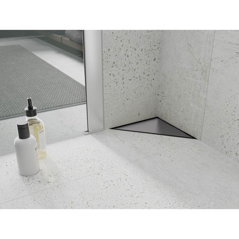 Mexen Flat-T M13 trojúhelníkový podlahový vpust 20 x 20 cm, kartáčovaná tmavě šedá - 1E10320