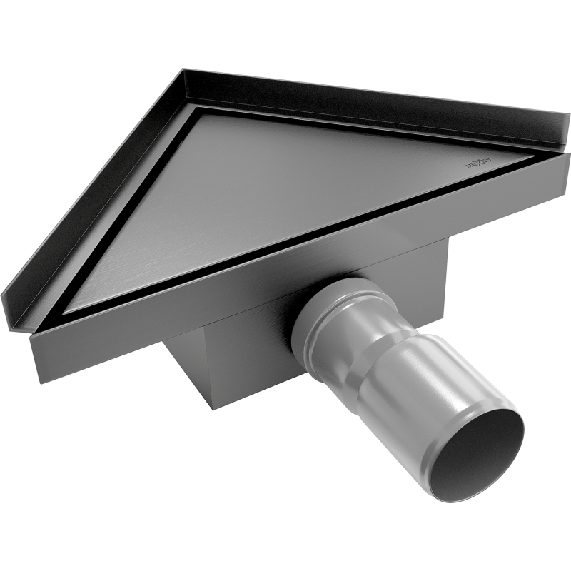 Mexen Flat-T M13 trojúhelníkový podlahový vpust 20 x 20 cm, kartáčovaná tmavě šedá - 1E10320