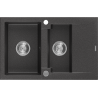 Mexen Gaspar dřez granitový 1,5-komorový s odkapávačem 737 x 475 mm, černý skvrnitý, sifon chrom - 6507731505-76