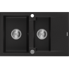 Mexen Gaspar, granitový dřez 1,5-komorový s odkapávačem 737 x 475 mm, černý, sifon chrom - 6507731505-77