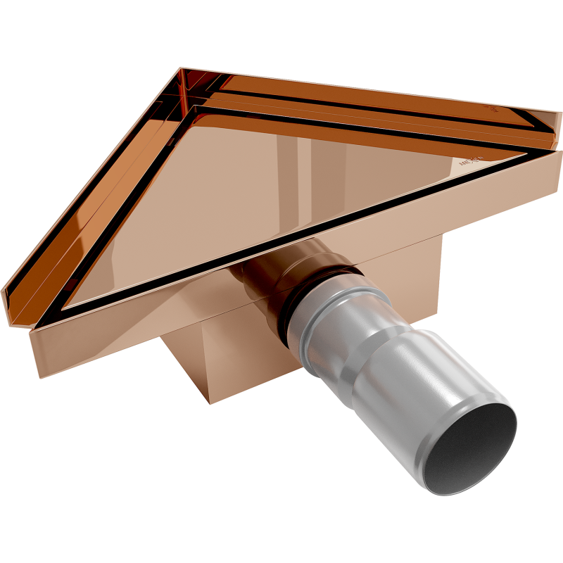 Mexen Flat-T M13 podlahový odtok trojúhelníkový 20 x 20 cm, růžové zlato - 1610320