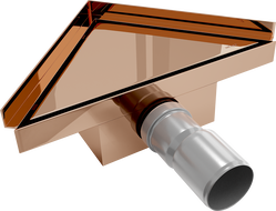 Mexen Flat-T M13 podlahový odtok trojúhelníkový 20 x 20 cm, růžové zlato - 1610320