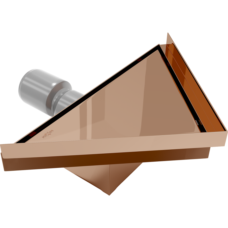 Mexen Flat-T M13 podlahový odtok trojúhelníkový 20 x 20 cm, růžové zlato - 1610320