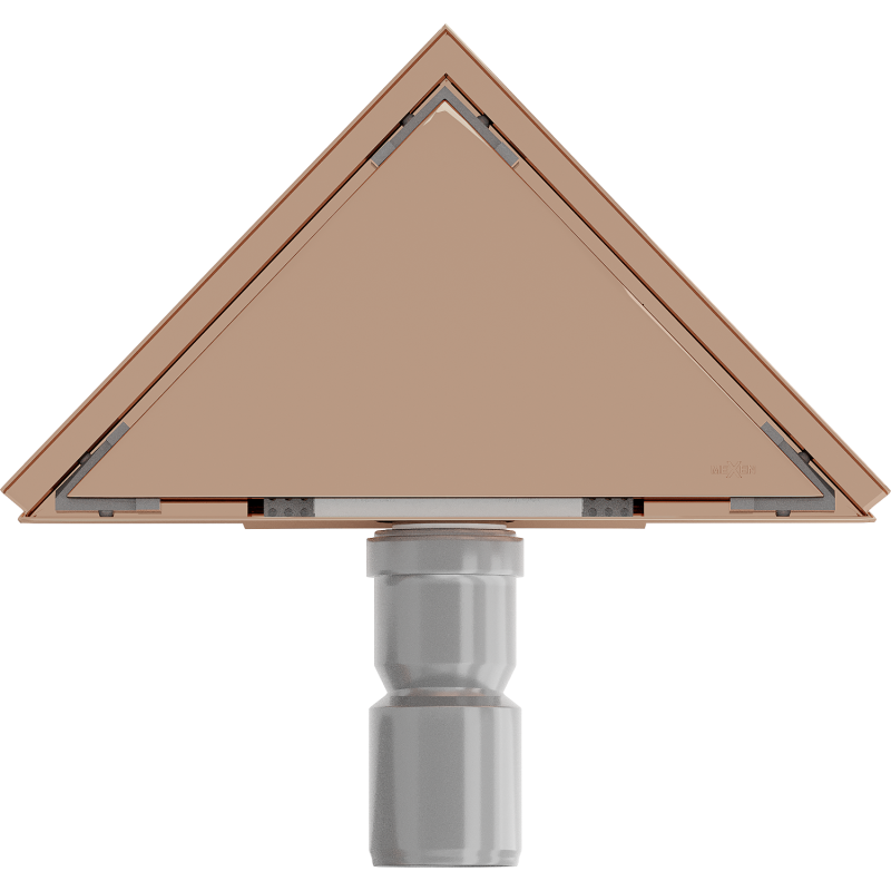 Mexen Flat-T M13 podlahový odtok trojúhelníkový 20 x 20 cm, růžové zlato - 1610320