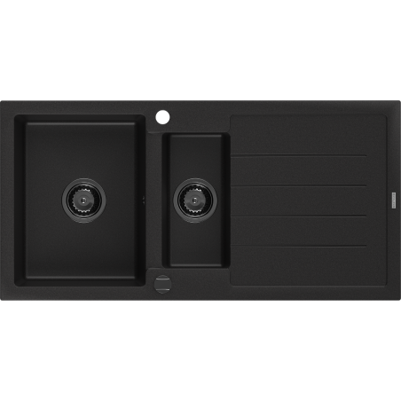 Mexen Andres dřez granitový 1,5-komorový s odkapávačem 1000 x 500 mm černý, sifon černý - 6515101510-77-B