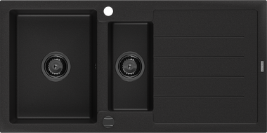 Mexen Andres dřez granitový 1,5-komorový s odkapávačem 1000 x 500 mm černý, sifon černý - 6515101510-77-B