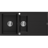 Mexen Andres granitový dřez 1,5-komorový s odkapávačem 1000 x 500 mm, černý, sifon chrom - 6515101510-77