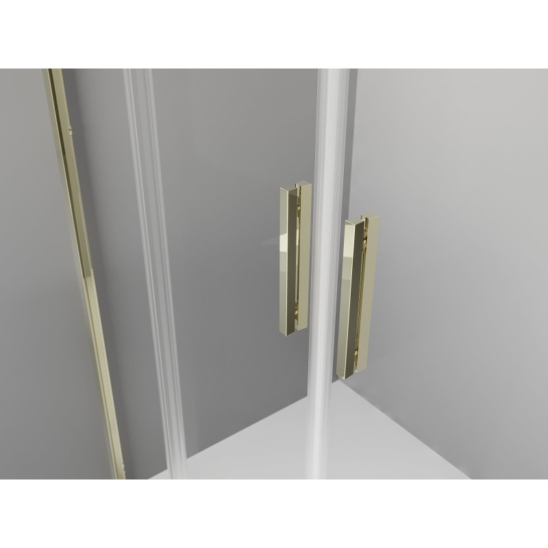 Mexen Exo-3S sprchový kout 3-stěnný posuvný 140 x 75 cm, transparentní, zlatý - 8152-140-075-50-00-3S