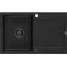 Mexen Bruno granitový dřez jednokomorový s odkapávačem 795 x 495 mm, černý, černý sifon - 6513791010-77-B