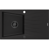 Mexen Cesar dřez granitový 1-komorový s odkapávačem 775 x 470 mm, černý, sifon černý - 6514771010-77-B