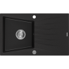 Mexen Cesar granitový dřez 1-komorový s odkapávačem 775 x 470 mm, černý, sifon chrom - 6514771010-77
