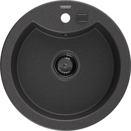 Mexen Diego granitový dřez s jednou komorou 488 x 480 mm, černý kropenatý, černý sifon - 6512481000-76-B