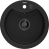 Mexen Diego granitový dřez 1-komorový 488 x 480 mm, černý, černý sifon - 6512481000-77-B