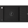 Mexen Elias granitový dřez 1-komorový s odkapávačem 795 x 480 mm, černý, černý sifon - 6511791005-77-B