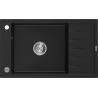 Mexen Elias granitový dřez s odkapávačem 1-komorový 795 x 480 mm, černý, sifon chrom - 6511791005-77