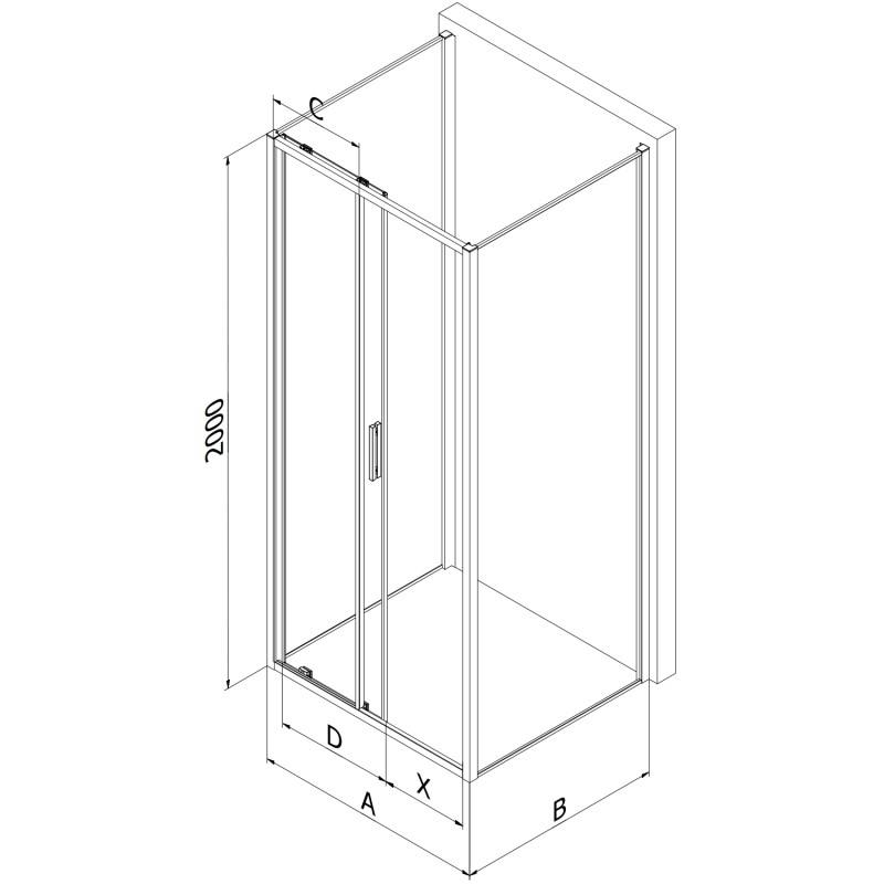 Mexen Exo-S 3S sprchový kout 3-stěnný roztažitelný 120 x 75 cm, průhledný, chrom - 8151-120-075-01-00-3S