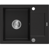 Mexen Enzo granitový jednodřez s odkapávačem 576 x 465 mm, černý, sifon chrom - 6506571005-77