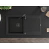 Mexen Leo granitový dřez s 1 komorou a odkapávačem 900 x 500 mm, černý, černý sifon - 6501901010-77-B