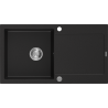 Mexen Leo žulový dřez jednokomorový s odkapávačem 900 x 500 mm, černý, sifon chrom - 6501901010-77