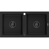 Mexen Mario dřez žulový 2-komorový 820 x 436 mm, černý, sifon černý - 6504822000-77-B